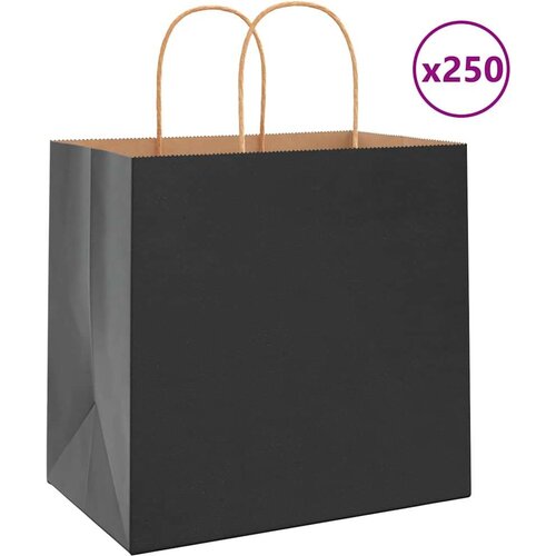  Papirnate vrećice 250 kom s ručkama crne 26x17x25 cm Cene