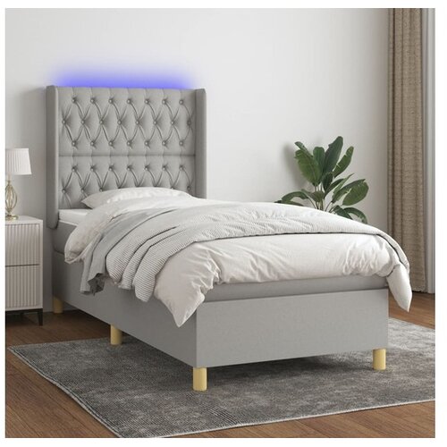  Box spring s madracem LED svjetlosivi 90x200 cm tkanina Cene
