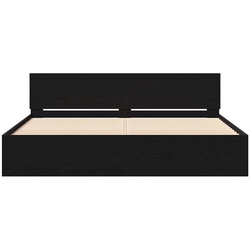  Okvir kreveta s uzglavljem Crni hrast 203 x 185 x 70 cm - Crni hrast 180 x 200 cm Slike