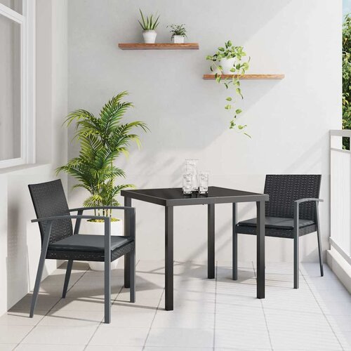  Vrtni set za objed 3 pcs Crna i Siva PE ratan Cene