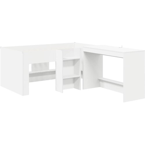  Krevet za djecu s visokim okvirom i stolom Bijela 80 x 160 cm Slike