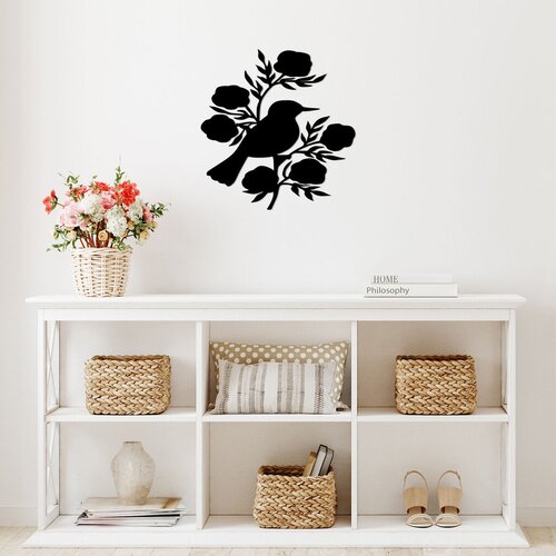 Wallity zidna dekoracija rose and bird - 440, 67 x 70 cm, crna Cene