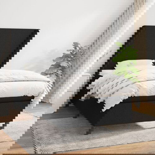 VidaXL Krevet s oprugama i madracem crni 90x200 cm od tkanine Slike