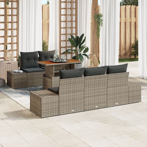 VidaXL Set od 6 vrtnih sofa s jastučićima sivi poli ratan Slike