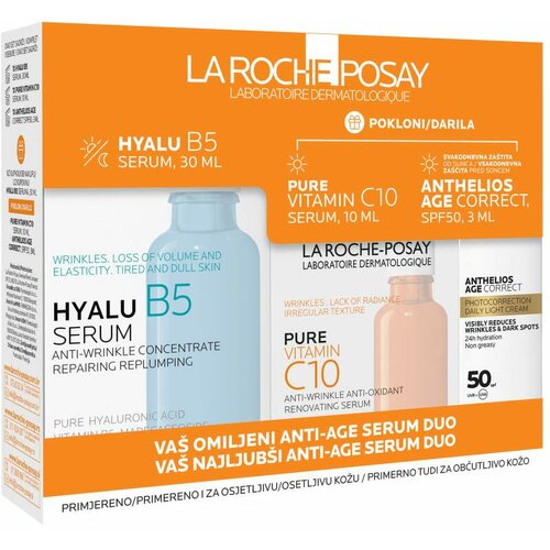 La Roche Posay hyalu B5 serum 30 ml + pure vitamin c serum 10 ml + anthelios age correct 3 ml gratis Cene