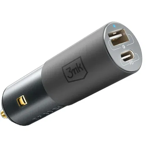 3mk avtopolnilec Hyper dual charger adapter USB A in Type C PD 100W 3,0 QC - siv