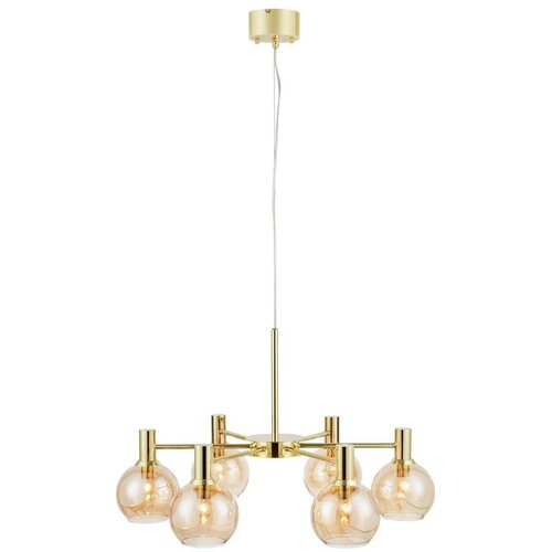 Marksl&amp;ouml;jd 109153 - Luster na sajli AMBRA 6xE14/40W/230V zlatna/zadimljena bež Slike