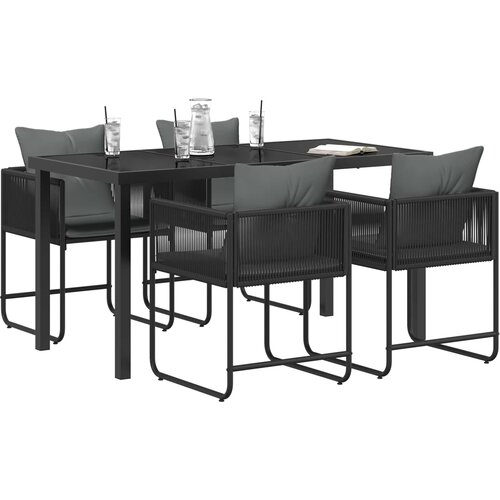  Vrtni set za objed 5 pcs Crna i antracit 140 x 80 x 73 cm Slike