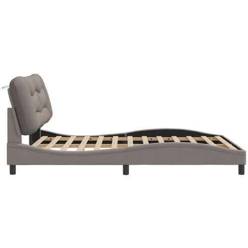  Okvir kreveta s LED svjetlima smeđesivi 160 x 200 cm od tkanine Slike