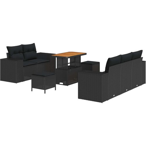  Sjedeća garnitura za vrt 8 kom. 8-Broj sjedala Crna Poli Ratan 221 x 179 x 85 cm Slike