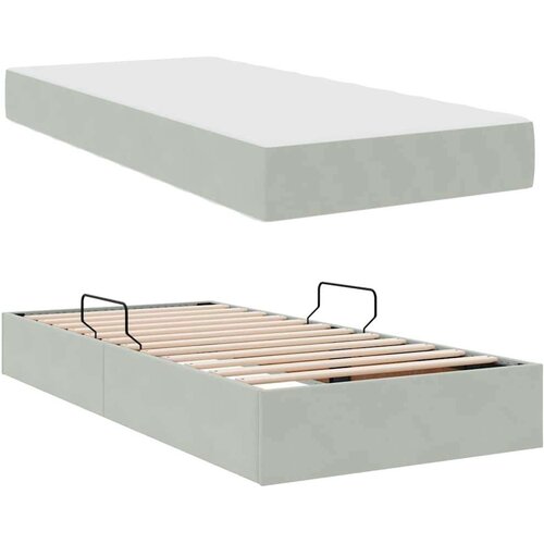  Krevet s madracem i skladi&amp;scaron;tem Svijetlo siva 90 x 190 cm Bar&amp;scaron;un Slike