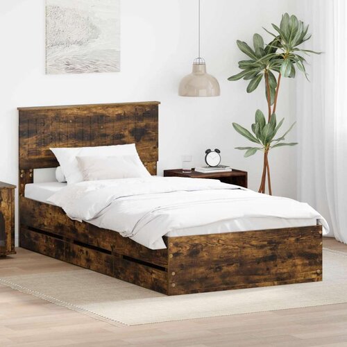 Okvir za krevet s ladicama Dimljeni hrast 100 x 200 cm - Dimljeni hrast 100 x 200 cm Cene