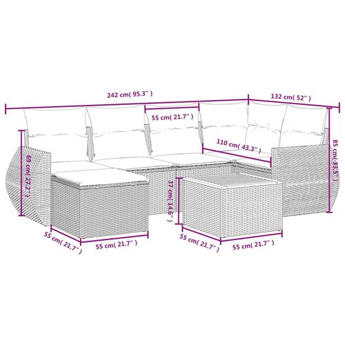vidaXL 7-dijelni set vrtnih sofa od poliratana s jastucima crni Cijene
