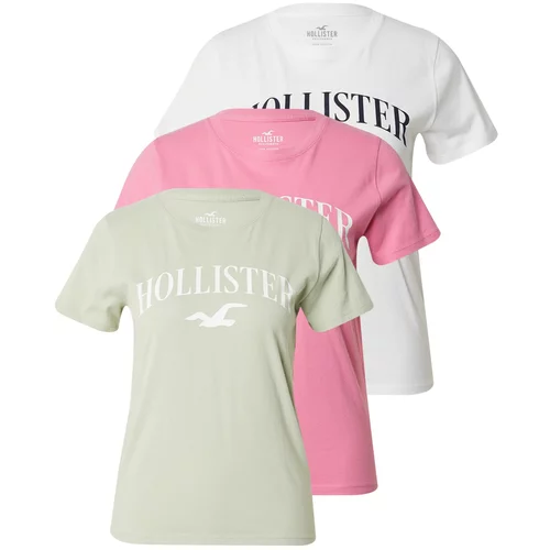 Hollister Majica pastelno zelena / svetlo roza / črna / bela