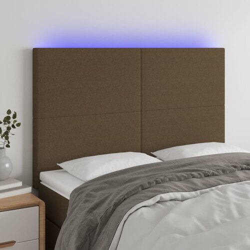  LED uzglavlje tamnosmeđe 144x5x118/128 cm od tkanine Cijene