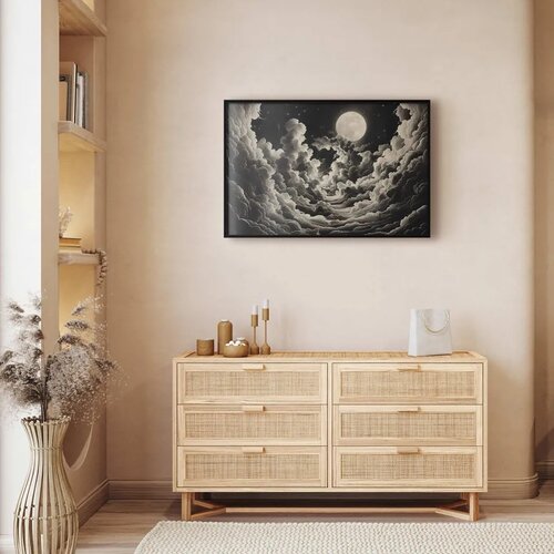  Plakat Moon and Stars Singing Among the Great Clouds 90x60 Crni okvir Cene