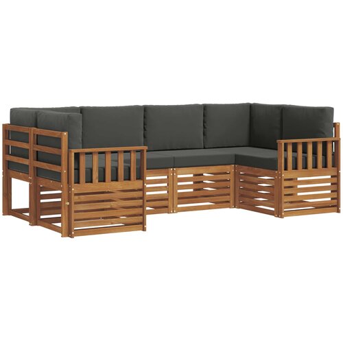  Set vanjskih sofa 6 kom. Prirodna i antracit Smeđa 245 x 128,5 x 73 cm Slike