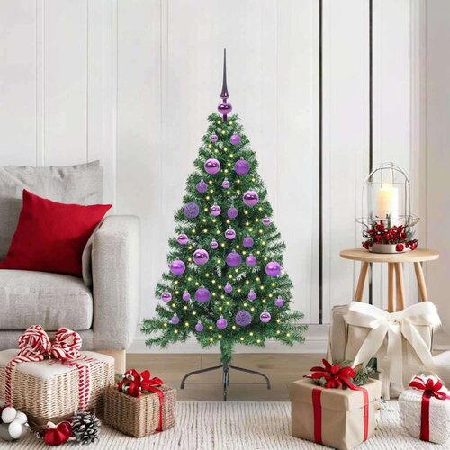 vidaXL Umetna predhodno osvetljena božična jelka Zelena 120 cm PVC Cene