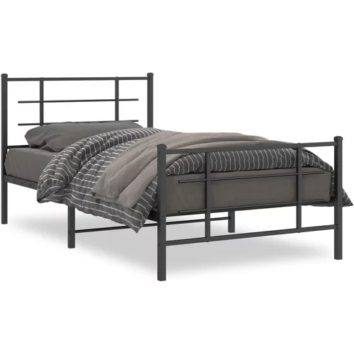 Metalni okvir kreveta uzglavlje i podnožje crni 100x200 cm