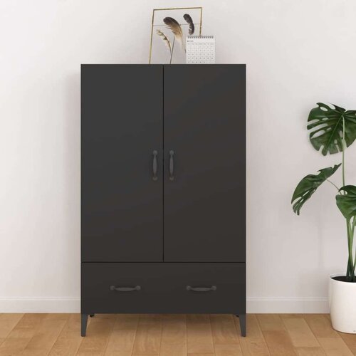  Visoka komoda crna 70 x 31 x 115 cm od konstruiranog drva Slike