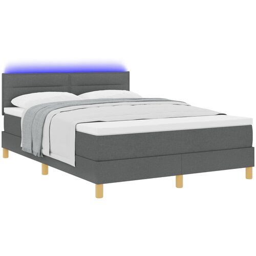 VidaXL Box Spring Postelja z Vzmetnico &amp;amp; LED Temno Siva 160x200 cm Tkanina Slike