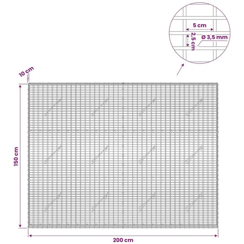  Gabion s žicom debljine 3 5 mm i mrežom 5x2 5 cm 200x10x150 cm - 10 cm 150 cm 200 cm Slike