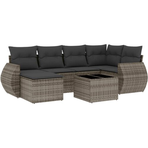 Maison Chic Seti vrtnega pohištva - Vrtna garnitura - Vrtni pohištvo set 7-delna z blazinami siv poli ratan, (21802816) Cene
