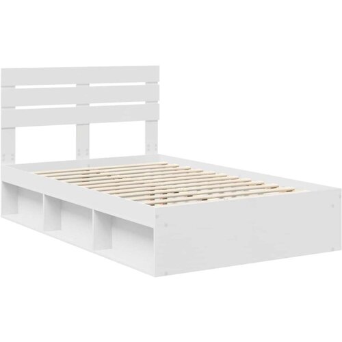  Okvir za krevet Bijelo 120 x 200 cm Čvrsto borovo drvo Slike
