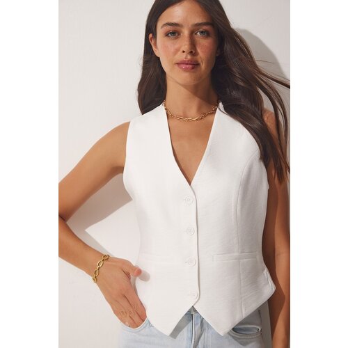  Women&amp;#039;s White V-Neck Stylish Airobine Vest Slike
