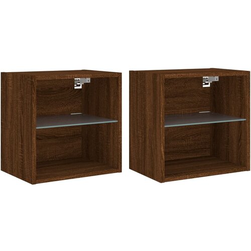 Maison Chic Stenski Dvo delni komplet Nočne omarice - Nočne mize z LED lučkami rjavi hrast, (21689841) Cene