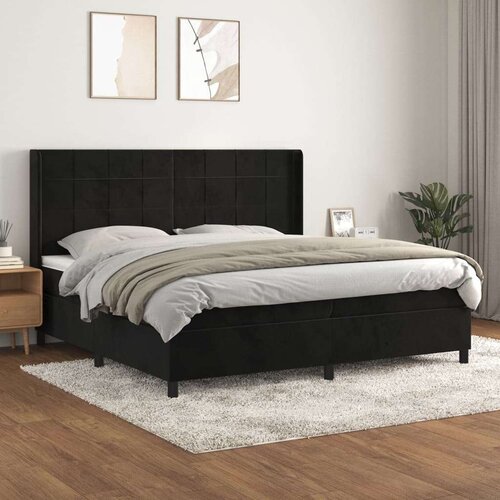  Box spring postelja z vzmetnico črna 200x200 cm žamet, (20894854) Slike