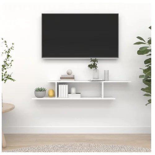  Stenska TV polica bela 125x18x23 cm iverna plošča