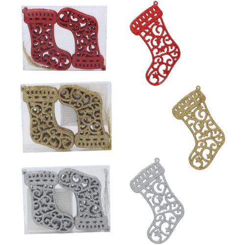 Molarem Home Set 12 božićnih ukrasa - Čizmica 10 cm - Srebrna Cene