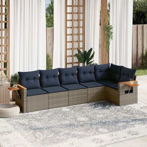 vidaXL 6-dijelni set vrtnih sofa od poliratana s jastucima sivi Cijene