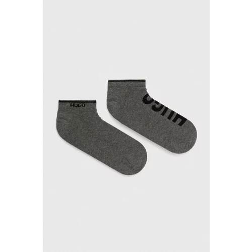 Hugo Čarape 2-pack za muškarce, boja: siva