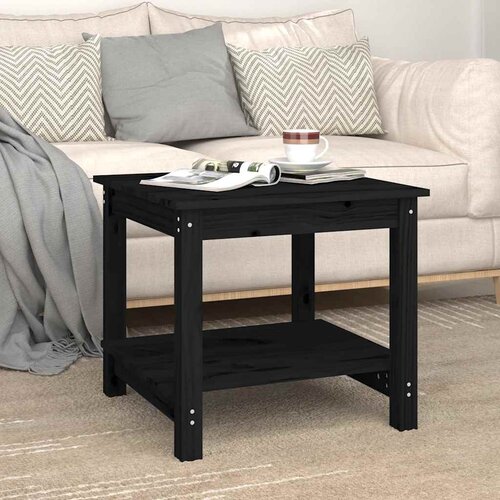  Stolić za kavu crni 50 x 50 x 45 cm od masivne borovine Slike