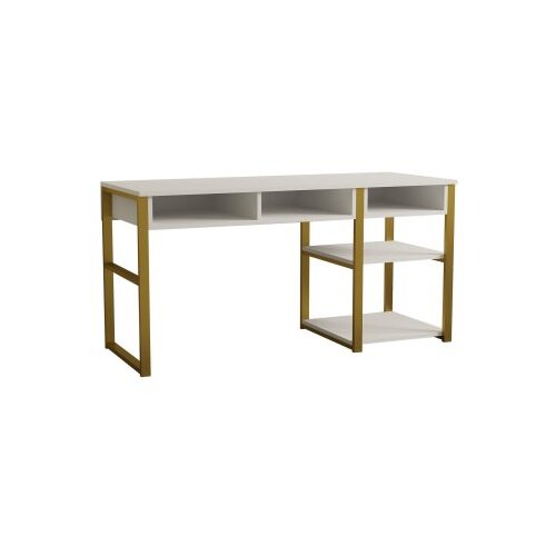 Woody Fashion Hanah kućni radni sto 150x75,8x58,4 cm Bijelo-zlatna boja Slike