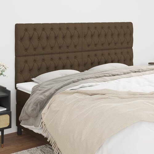 vidaXL Posteljno vzglavje 4 kosa temno rjav 100x7x78/88 cm blago Cene