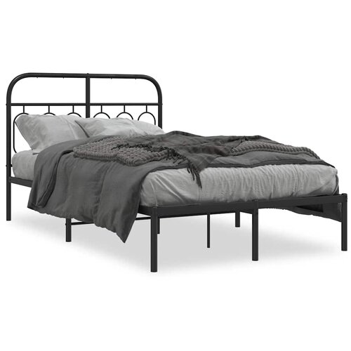  Metalni okvir za krevet s uzglavljem crni 120x200 cm Slike