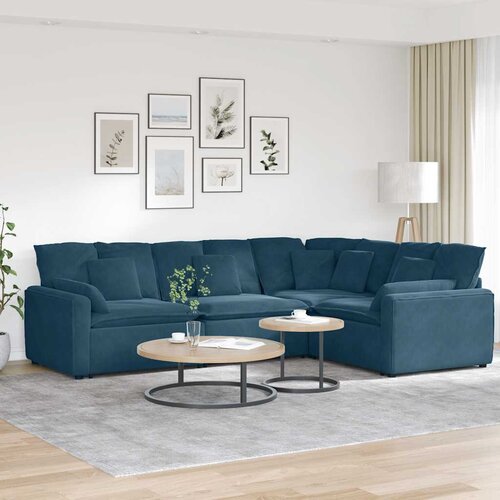  Modularna sofa s jastucima, plava bar&scaron;unasta Cijene