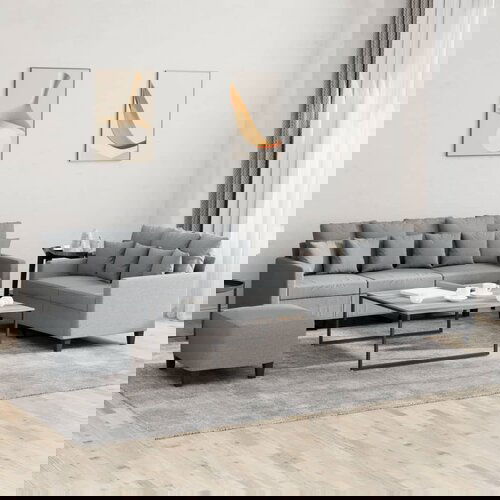 vidaXL Sedežna garnitura 3-delna z blazinami svetlo sivo blago Cene