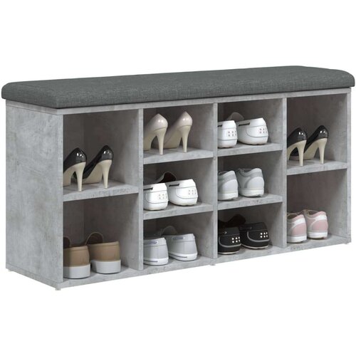 VidaXL klupa za cipele siva boja betona 102x32x50 cm konstruirano drvo Slike