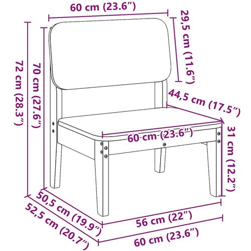  Vrtne stolice 2 kom 60x52 5x72 cm od masivnog drva duglazije Slike