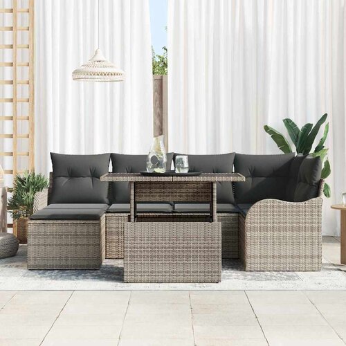  Sjedeća garnitura za vrt 7 kom. Siva [Sintetički]: Poli Ratan 232,5 x 122,5 x 85 cm Slike