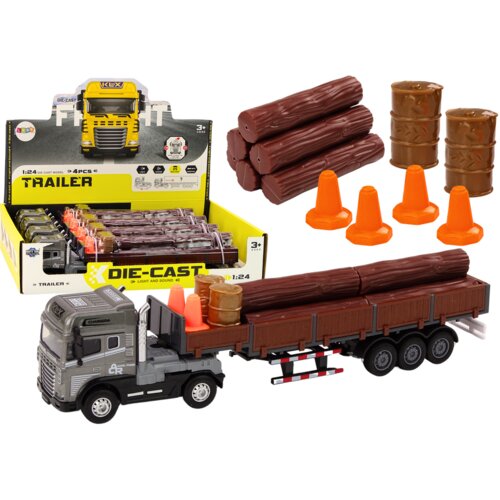 WOOD Truck Truck Trailer 1:24 Logs Sounds Lights Cene