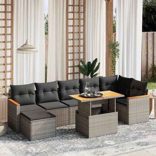 vidaXL 8-dijelni set vrtnih sofa od poliratana s jastucima sivi Cijene