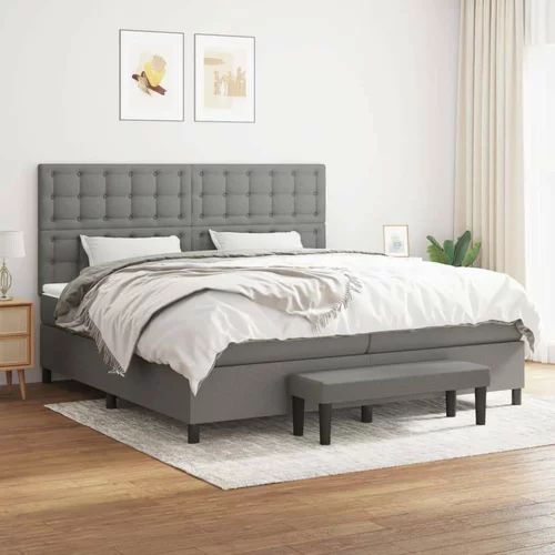  Box spring postelja z vzmetnico temno siva 200x200 cm blago, (20898590)