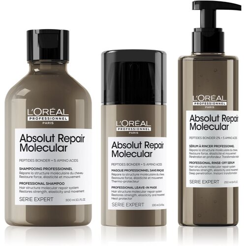 L&amp;acute;Or&amp;eacute;al Paris Serie Expert Absolut Repair Molecular ekonomično pakiranje (za o&amp;scaron;tećenu kosu) Slike