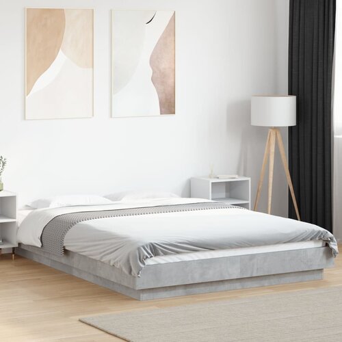  The Living Store Posteljni okvir z LED lučkami betonsko siv 140x190 cm inž. les - Posteljni Okvir, (21441402) Slike