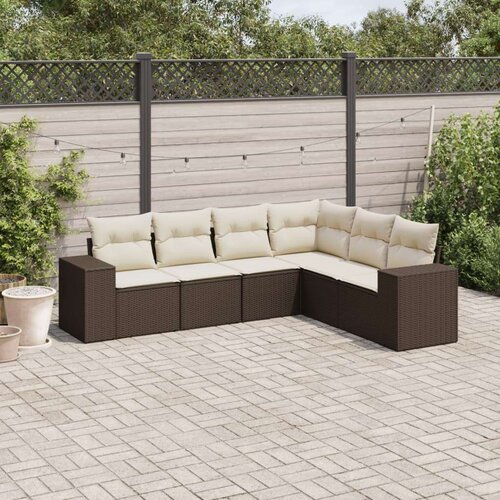 vidaXL 6-dijelni set vrtnih sofa od poliratana s jastucima smeđi Cene